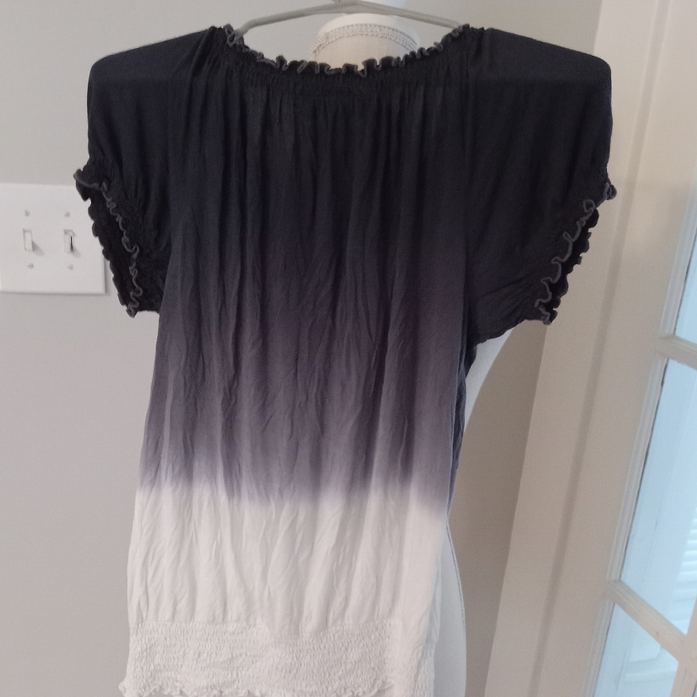 INC BLUE WHITE OMBRE SHORT SLEEVE TOP SIZE S - Picture 2 of 4